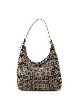 Fendi Small Hobo Tan Beige Zucchino Canvas